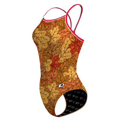 Yellow Leafs - Skinny Strap Swimsuit