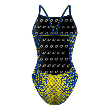 Blue/ Yellow Geometry - Sunback Tank Swimsuit