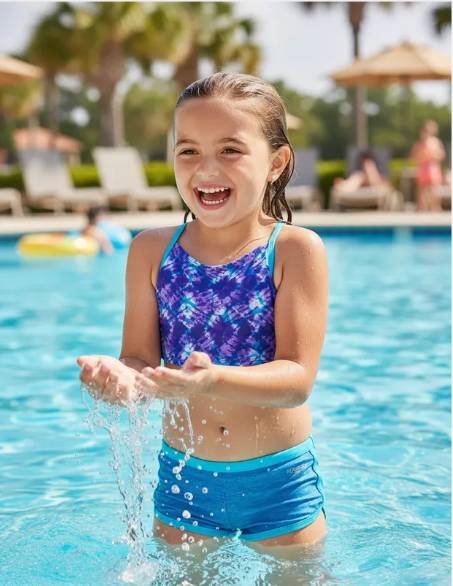 Traje de baño para niña High Neck Camikini Boyshort Speedo