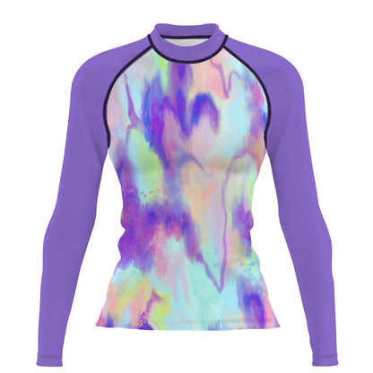 Bleeding Checks - Surf Rash Guard UPF50+ de Manga Larga para Mujer