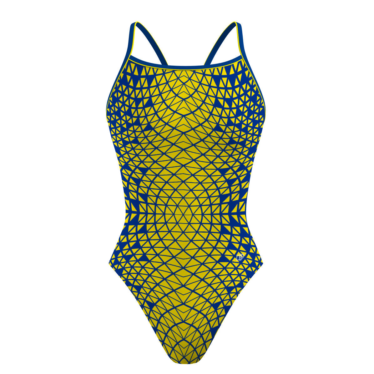 Blue/ Yellow Geometry - Sunback Tank Swimsuit