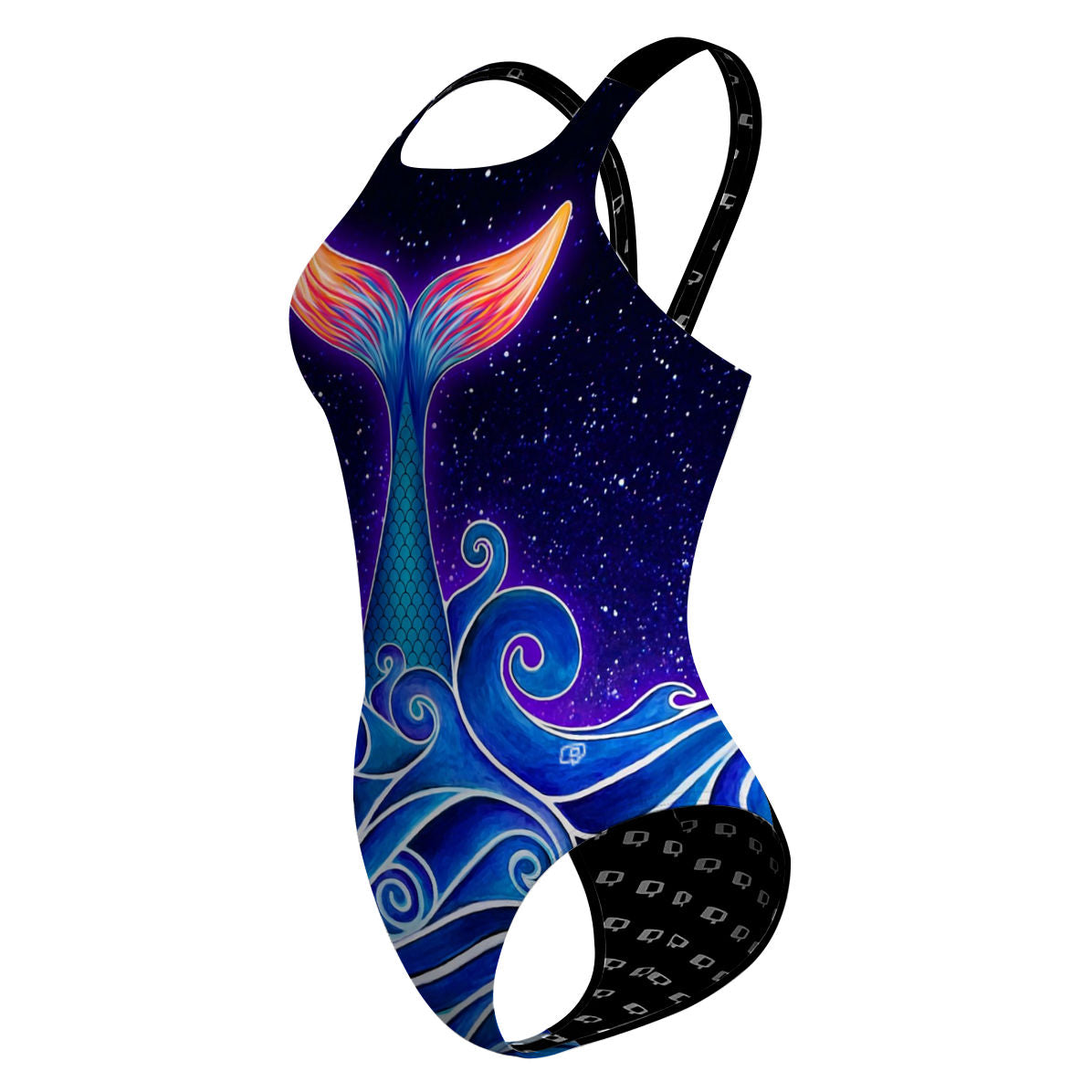 Enchanted Seas - Black - Classic Strap Swimsuit