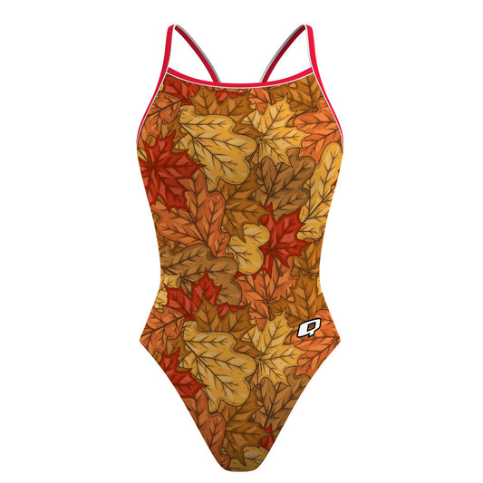 Yellow Leafs - Skinny Strap Swimsuit