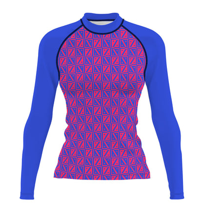 Diamond Grid - Surf Rash Guard UPF50+ de Manga Larga para Mujer