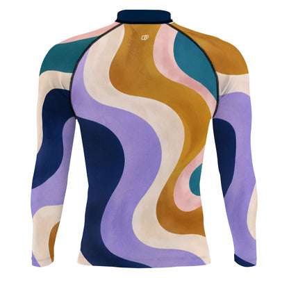 Retro Wave - Surf Rash Guard UPF50+ de Manga Larga para Hombre