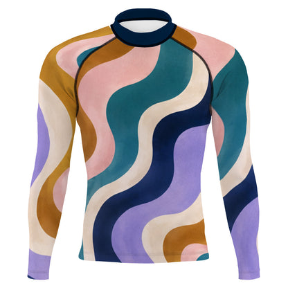 Retro Wave - Surf Rash Guard UPF50+ de Manga Larga para Hombre