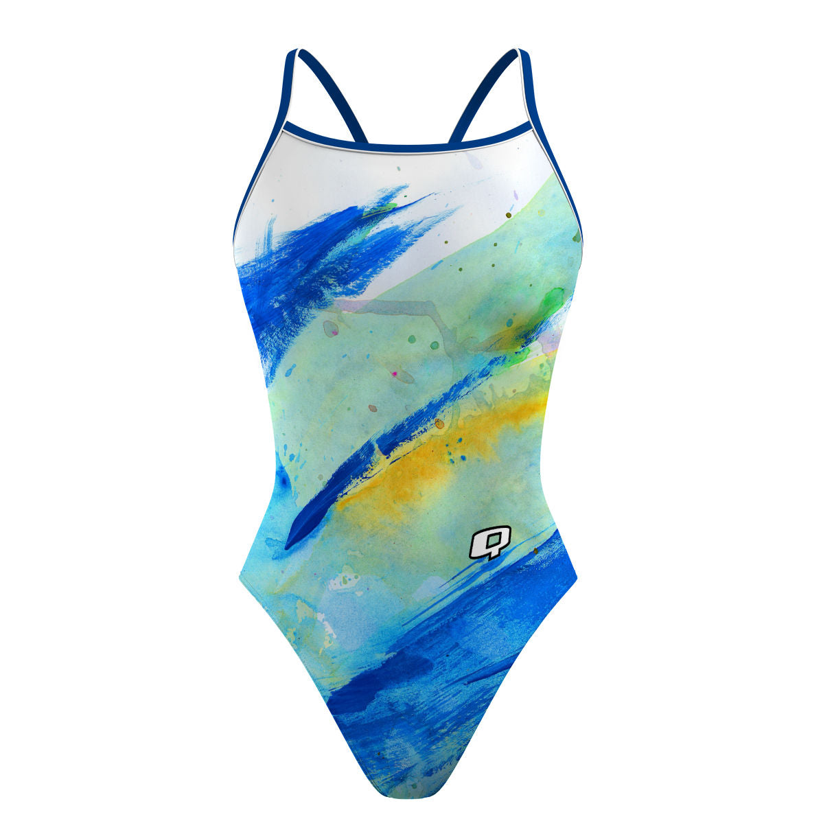 Blue Brush Strokes - Sunback Tank Swimsuit