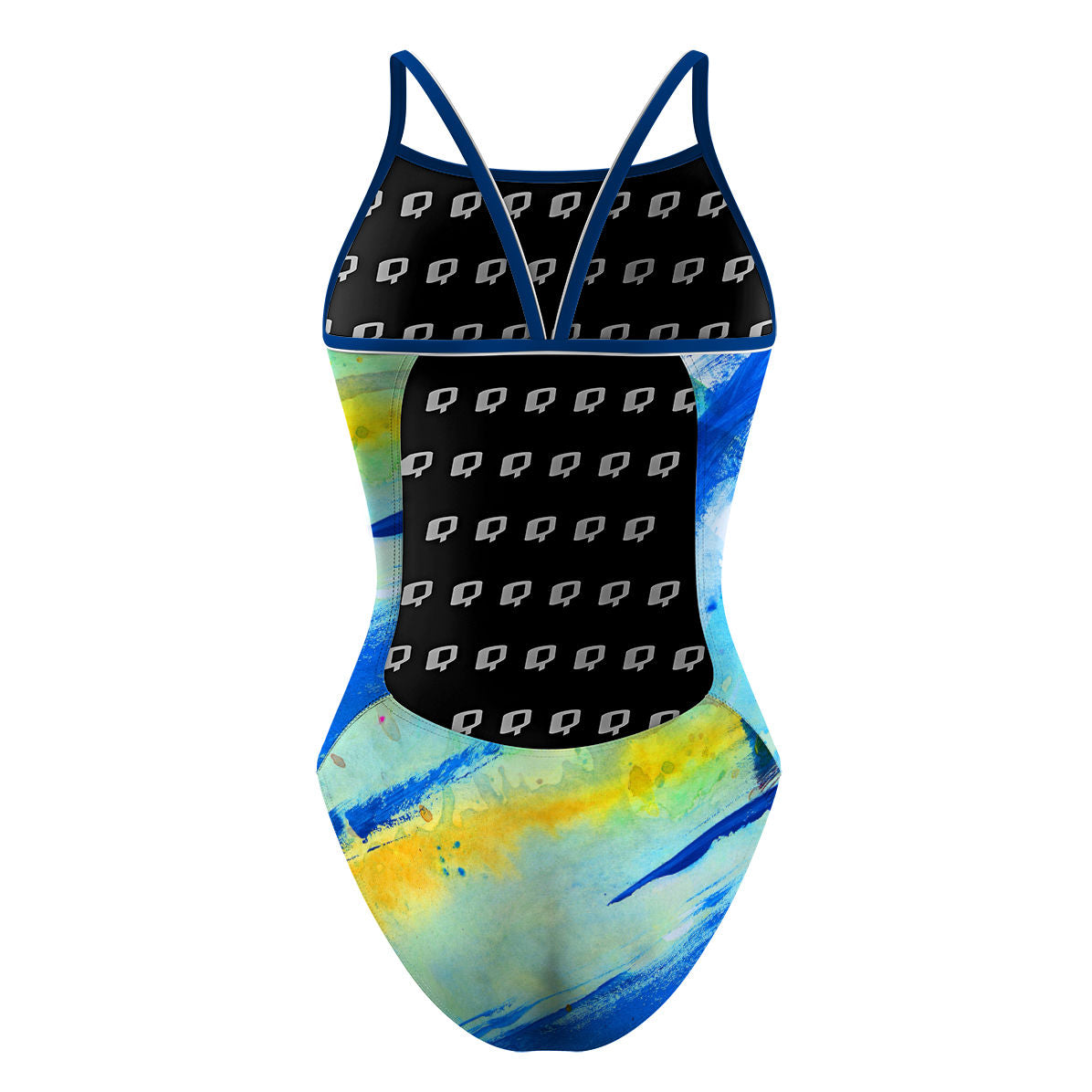 Blue Brush Strokes - Sunback Tank Swimsuit