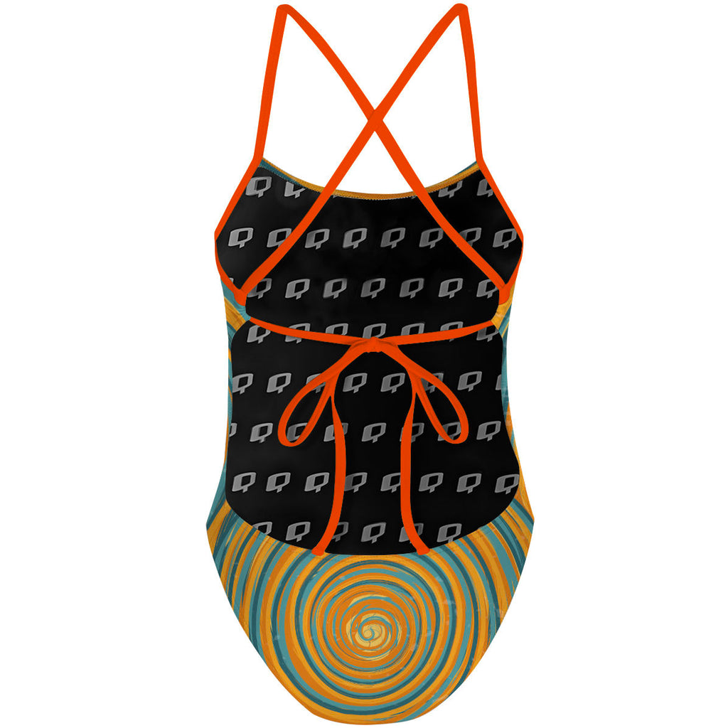 Blue and Yellow Sunset - Tieback One Piece Swimsuit