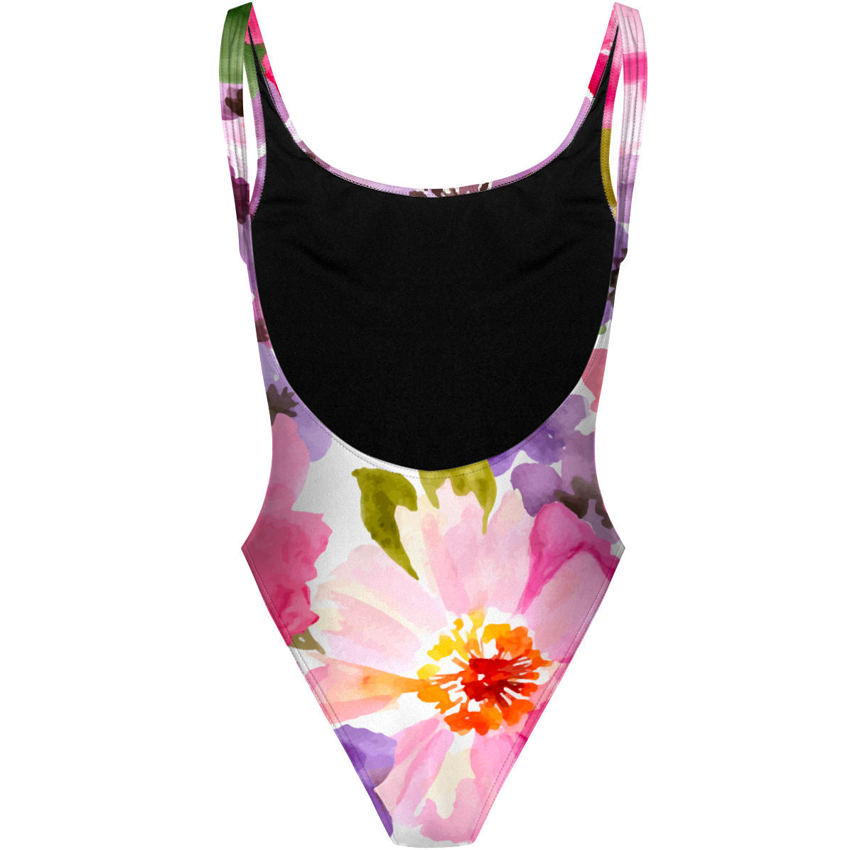 Watercolor Flowers - High Hip One Piece Swimsuit