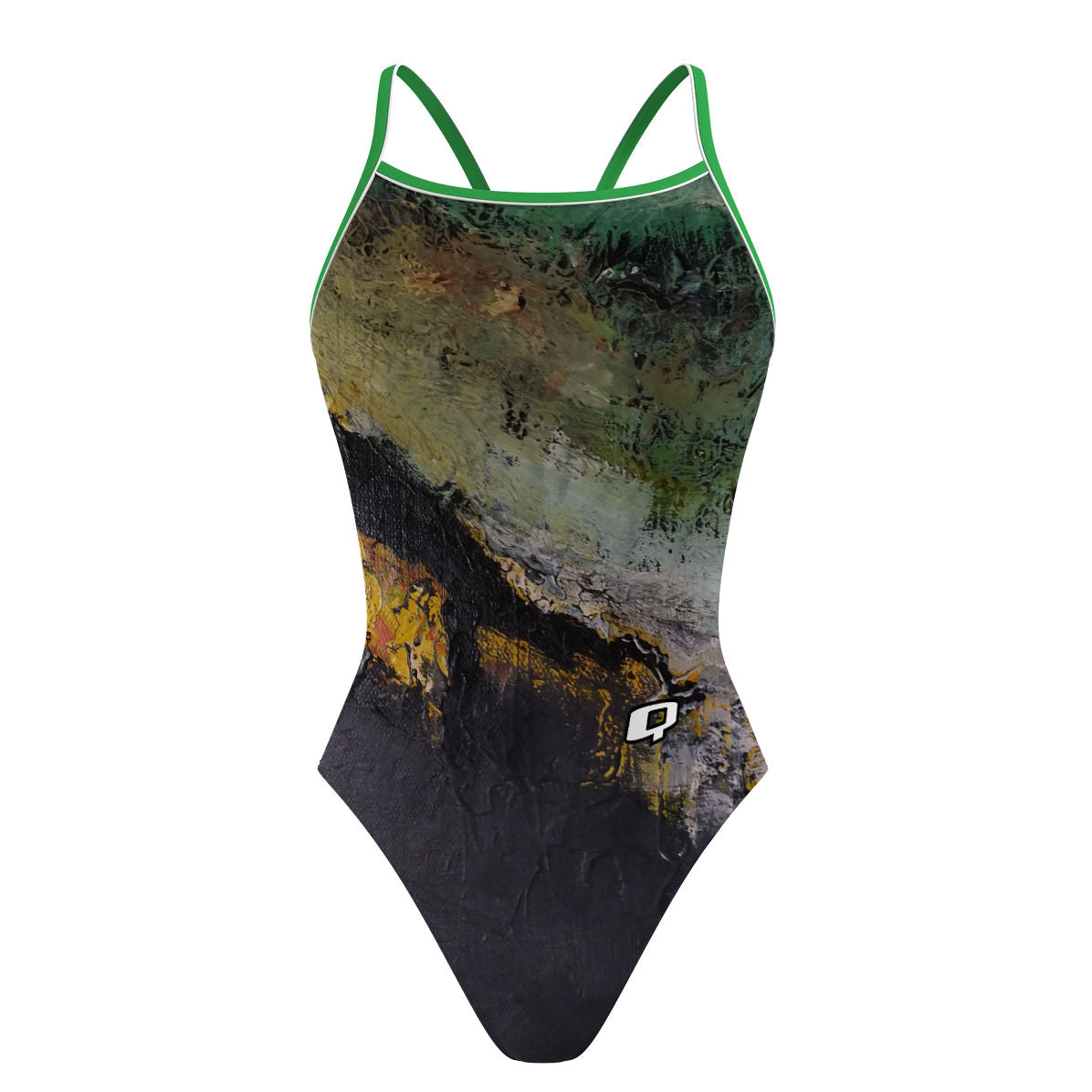 Green Oil On Canvas - Sunback Tank Swimsuit