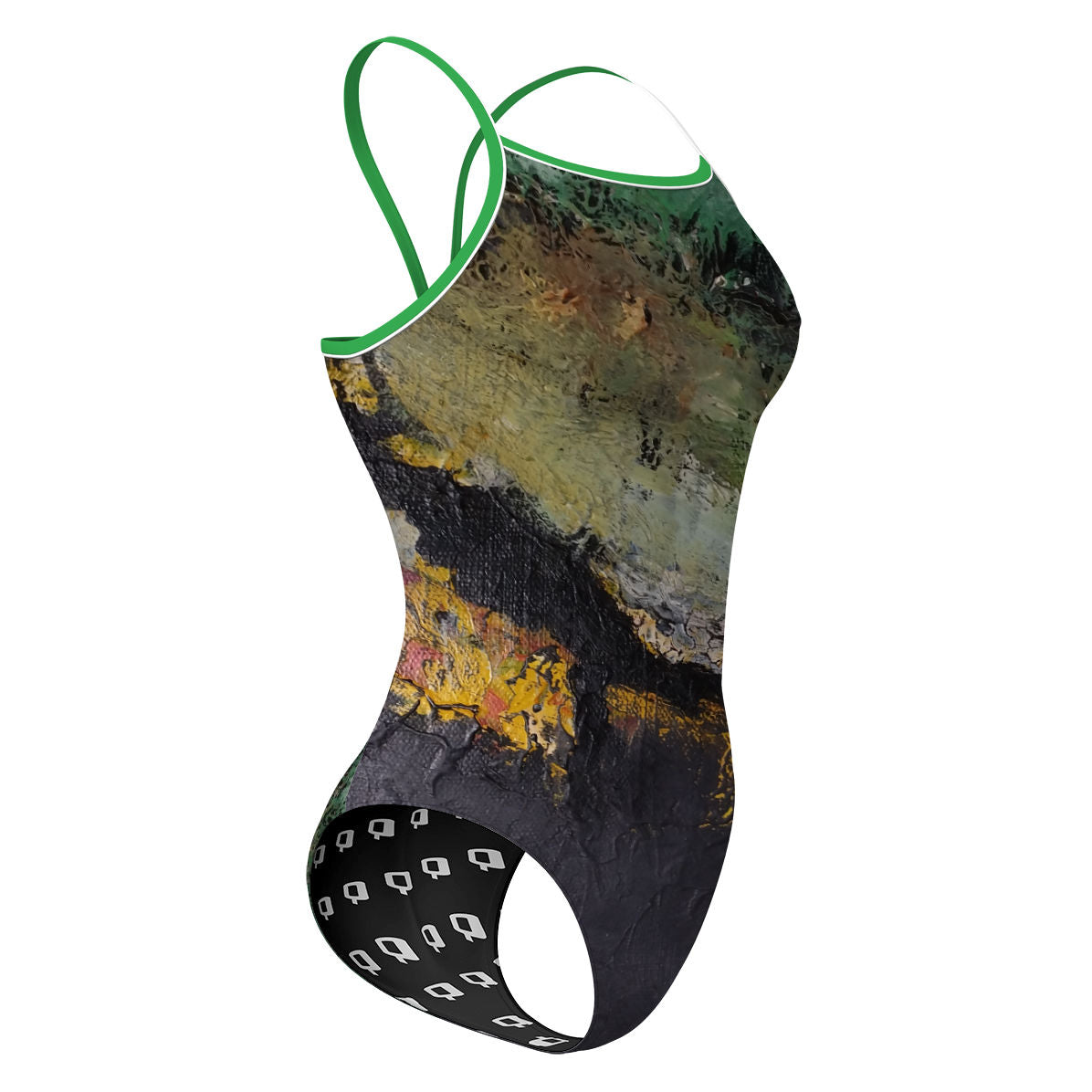 Green Oil On Canvas - Sunback Tank Swimsuit