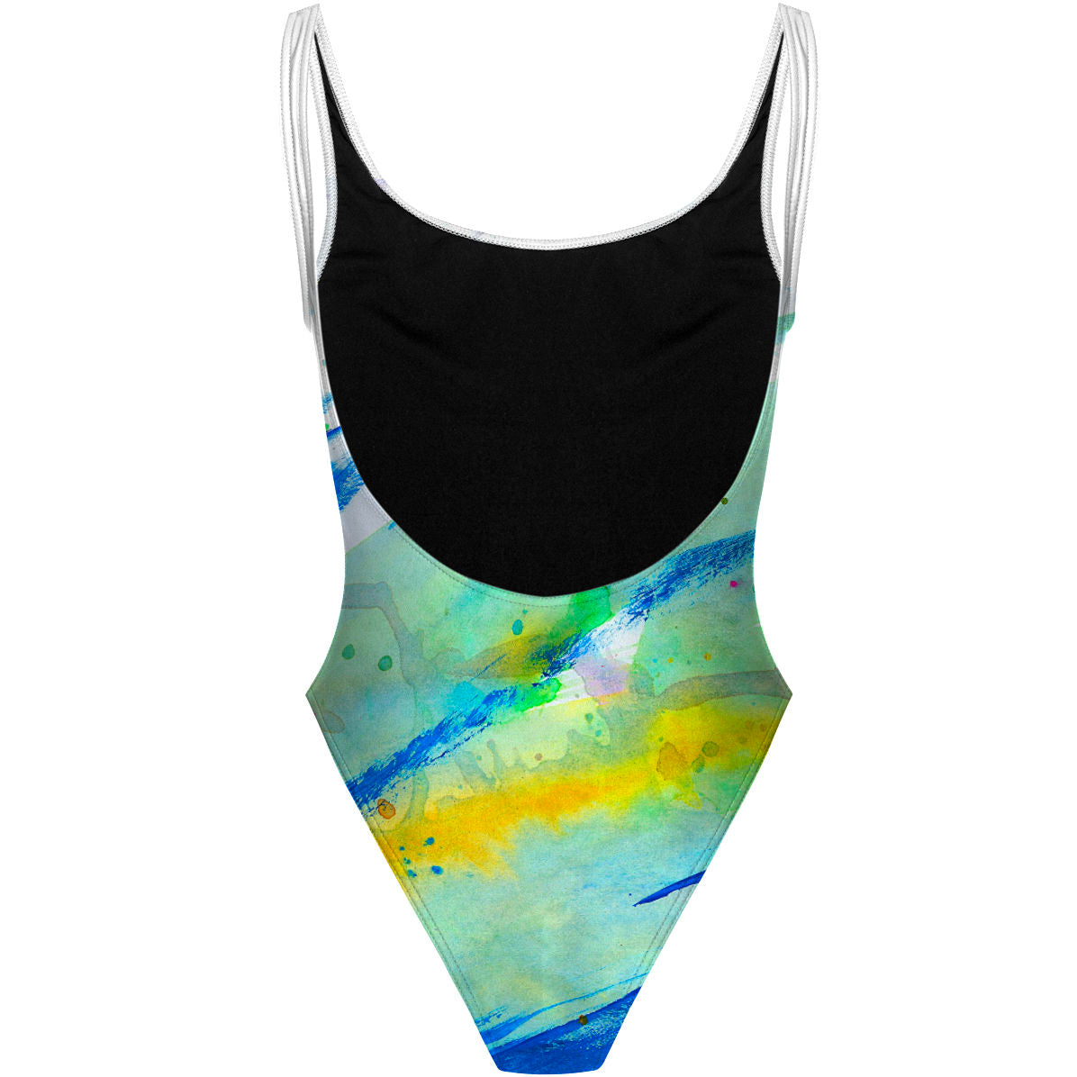 Blue Brush Strokes - High Hip One Piece Swimsuit