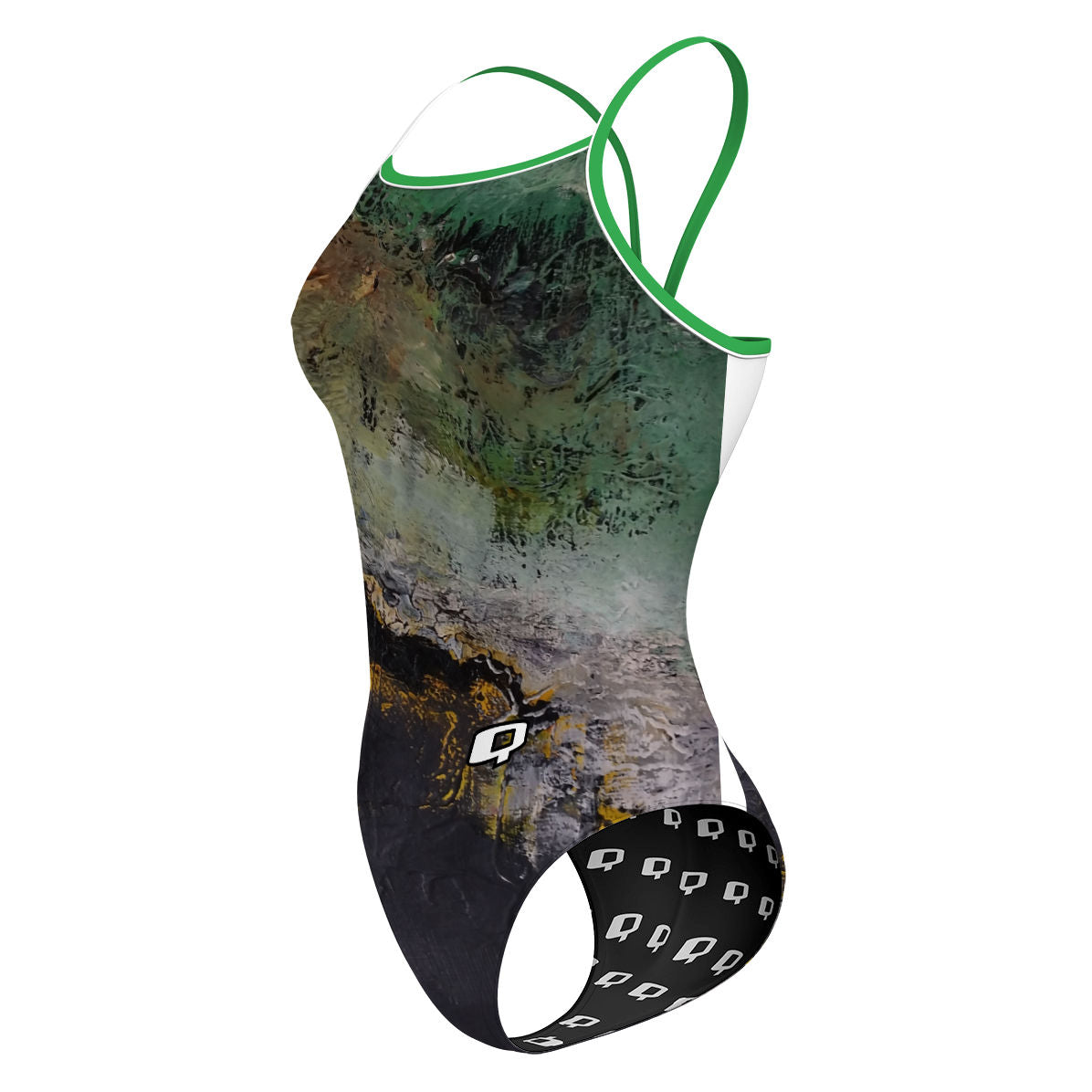 Green Oil On Canvas - Sunback Tank Swimsuit