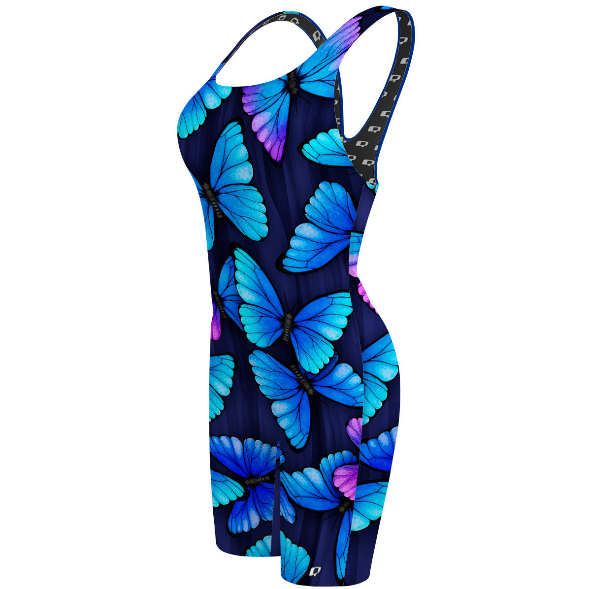 Blue Butterfly - Classic Strap Long Knee Women Jammer
