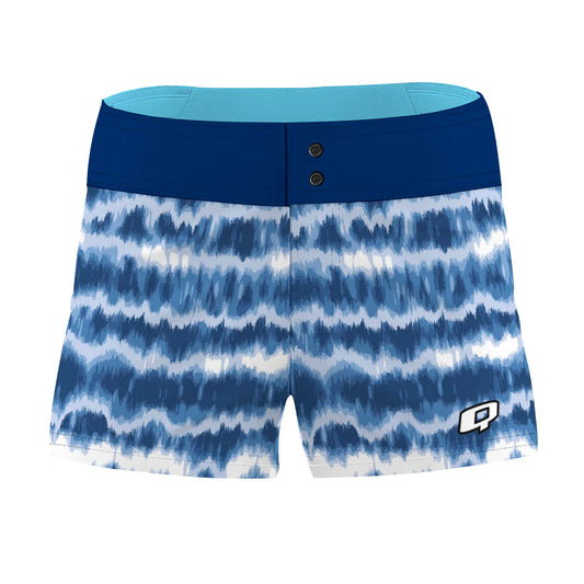 Navy Blue Tye Dye Stripes - Women Board Shorts