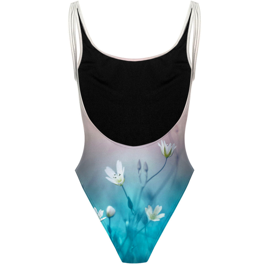 Delicate Flowers - High Hip One Piece Swimsuit