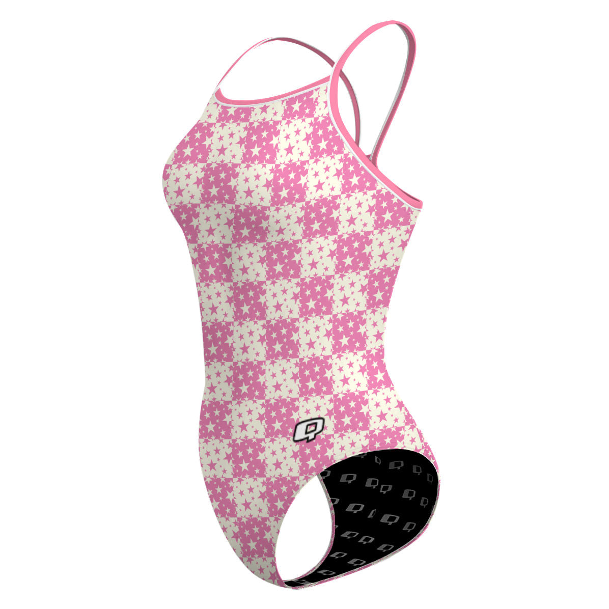 Pink Plaid Stars - Skinny Strap Swimsuit