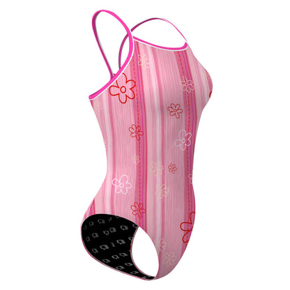 Pink Stripes - Skinny Strap Swimsuit