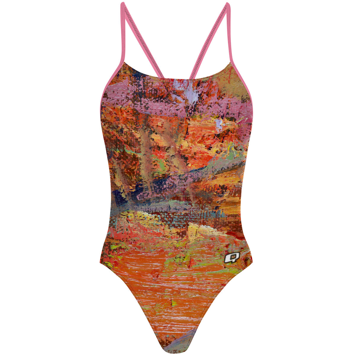 Orange Oil On Canvas - "Y" Back Swimsuit