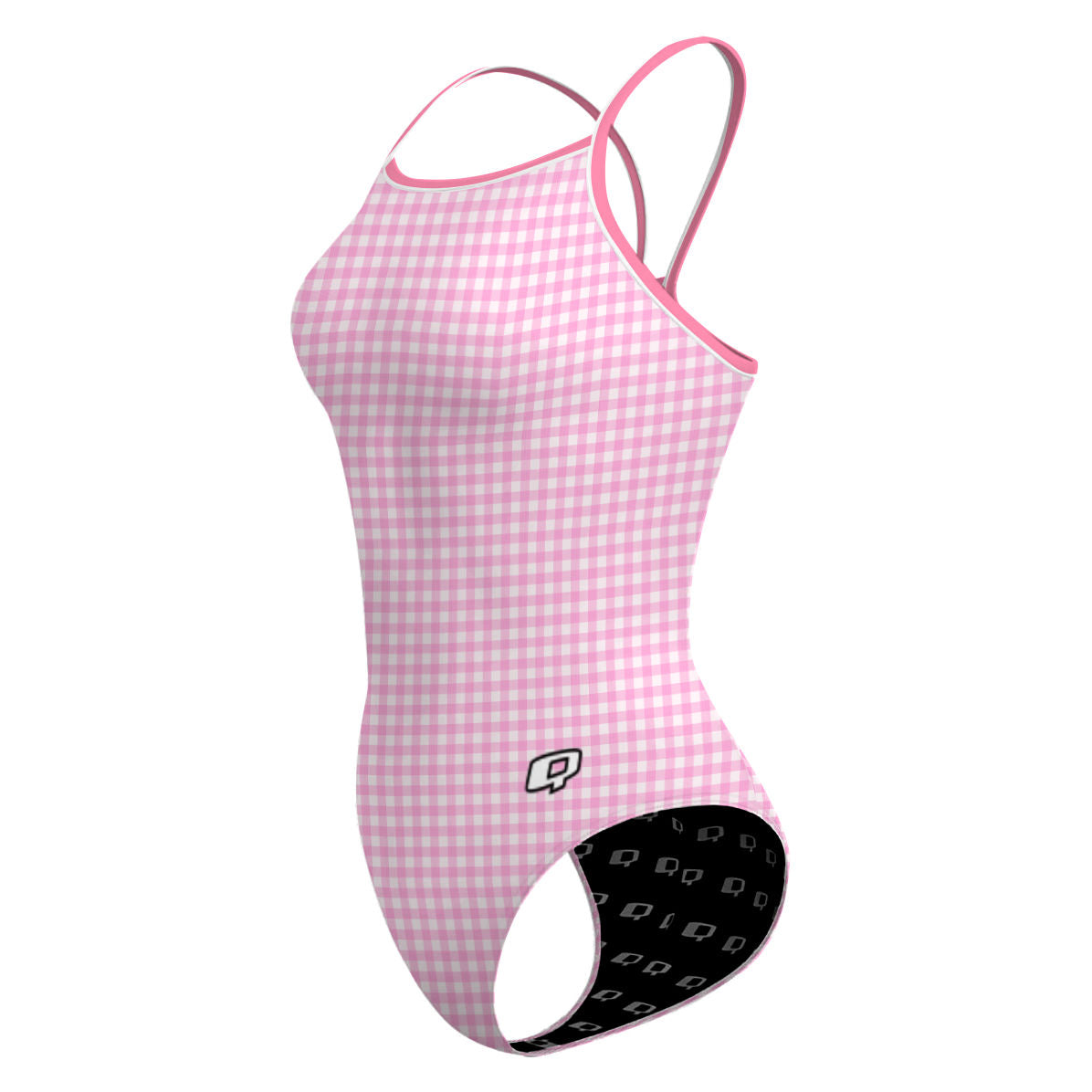 Pink Plaid - Skinny Strap Swimsuit