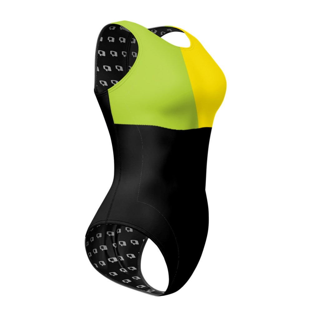 Tricolor Squares Female Waterpolo Suit