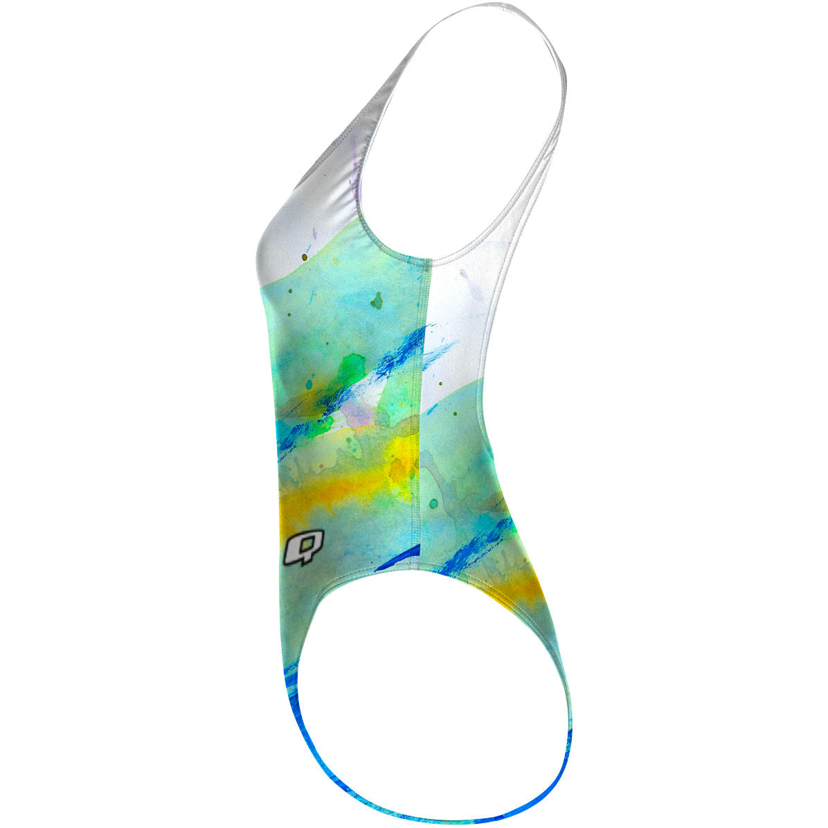 Blue Brush Strokes - High Hip One Piece Swimsuit