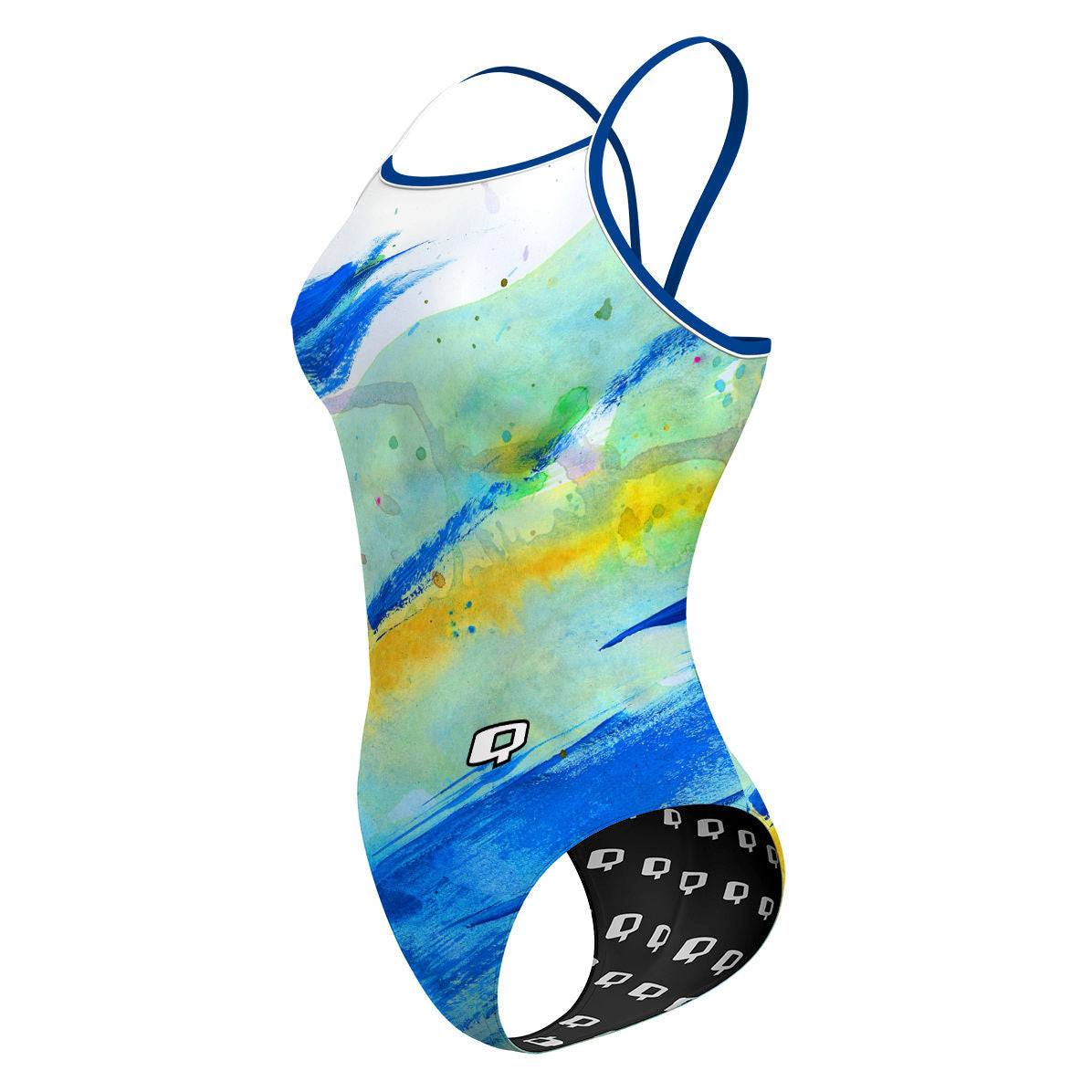 Blue Brush Strokes - Sunback Tank Swimsuit