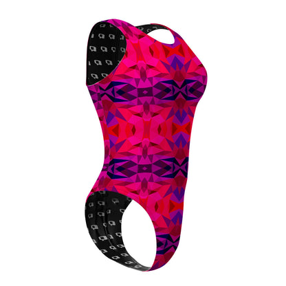 Kaleido Red - Women Waterpolo Swimsuit Cheeky Cut