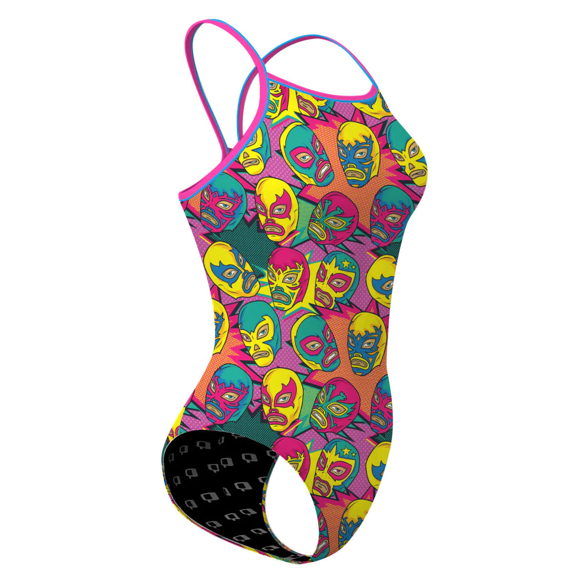 Comic Wrestling Masks - Skinny Strap Swimsuit