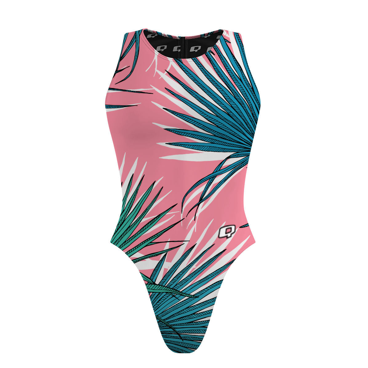 Pink Palm - Women Waterpolo Swimsuit Cheeky Cut
