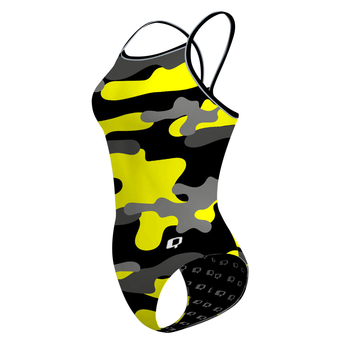 Yellow Camo - Skinny Strap Swimsuit