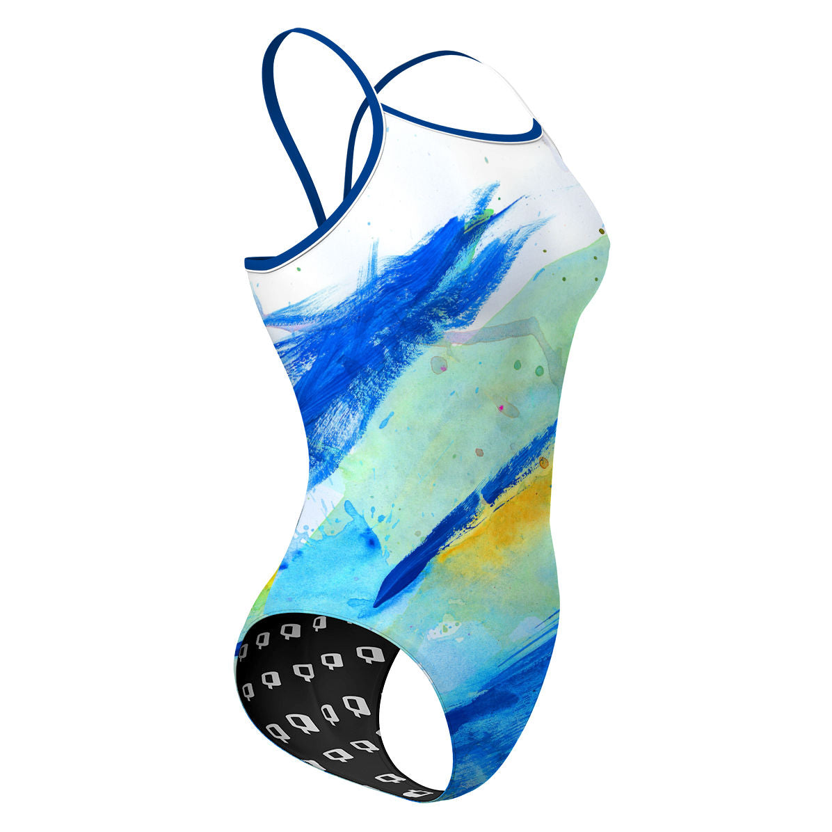 Blue Brush Strokes - Sunback Tank Swimsuit