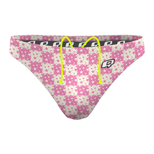 Pink Plaid Stars - Waterpolo Brief Swimsuit