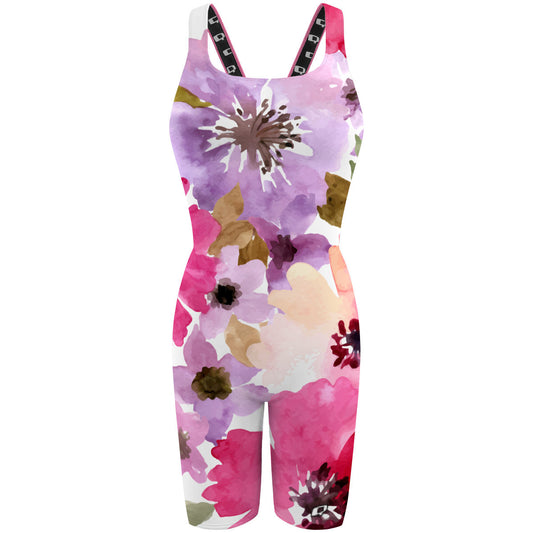 Watercolor Flowers - Classic Strap Long Knee Women Jammer