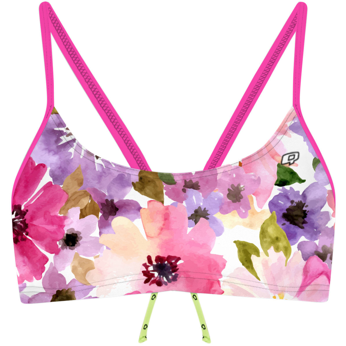 Watercolor Flowers - Bandeau Bikini Top