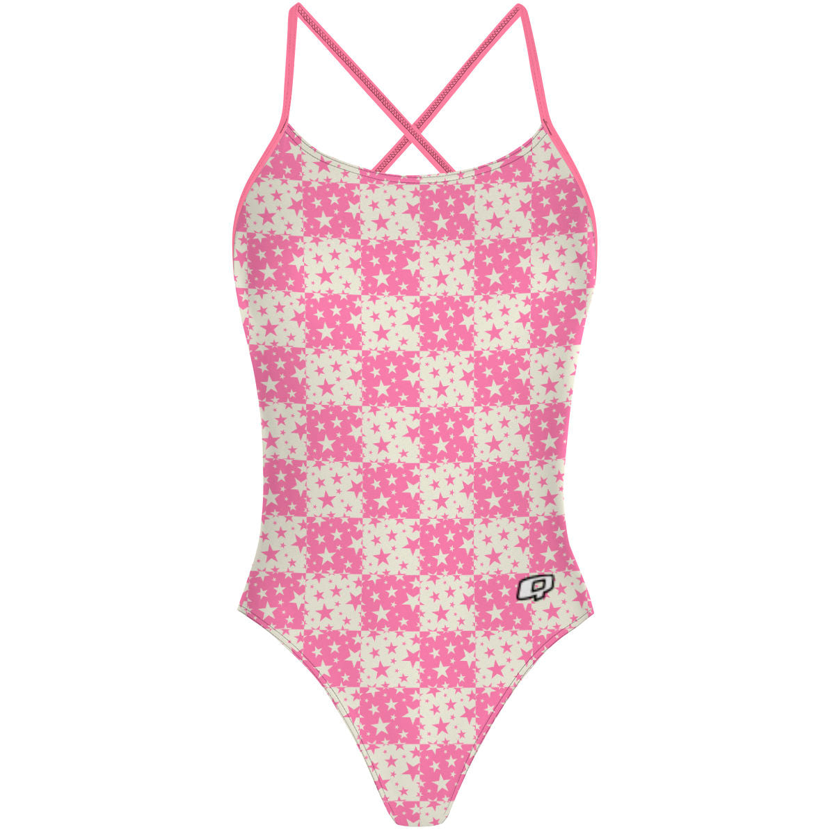 Pink Plaid Stars - "X" Back Swimsuit
