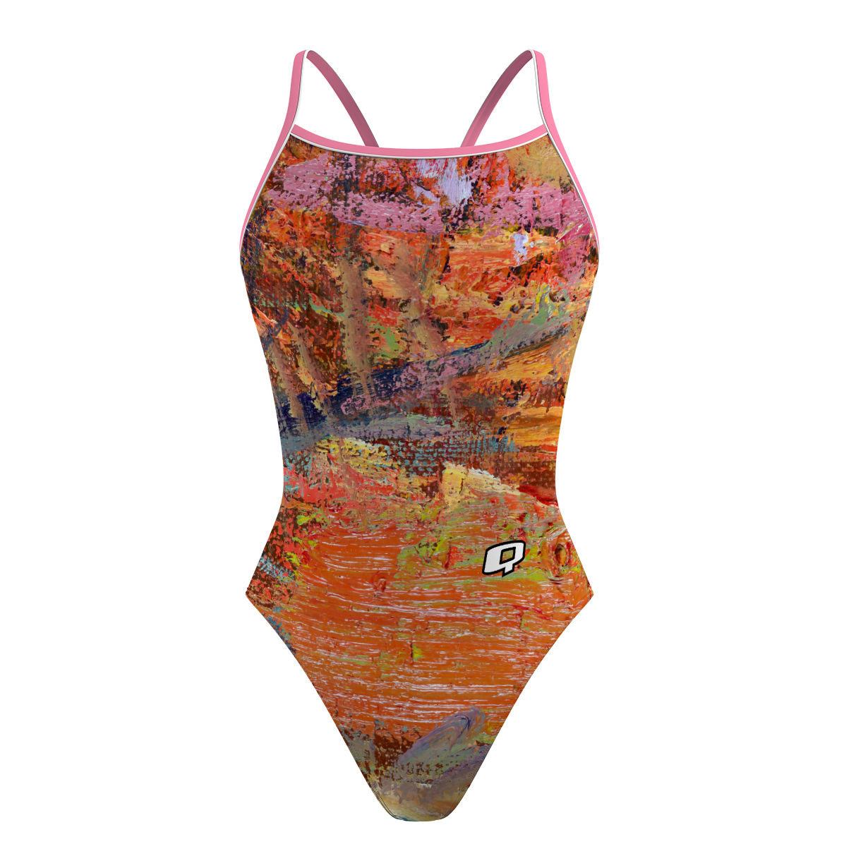 Orange Oil On Canvas - Sunback Tank Swimsuit